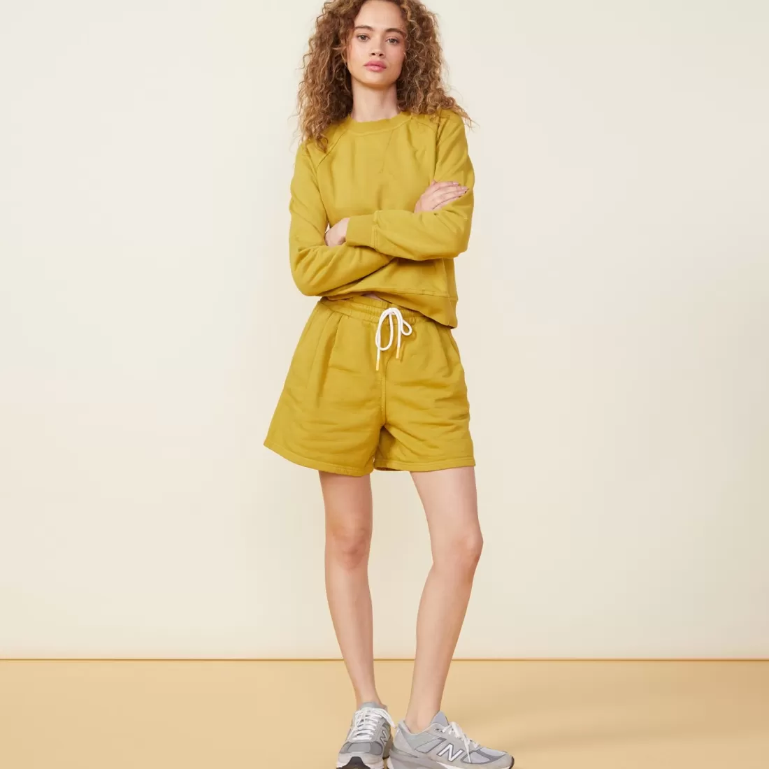 MONROW Shorts*90's Classic Sweat Short GOLDENOLIVE