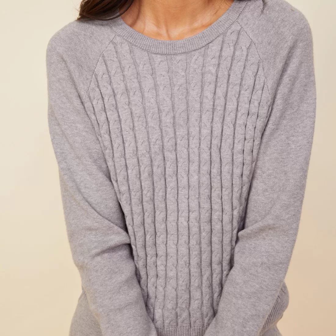 MONROW Soft Knit | Sweaters*Soft Knit Cable Sweater HEATHERGREY