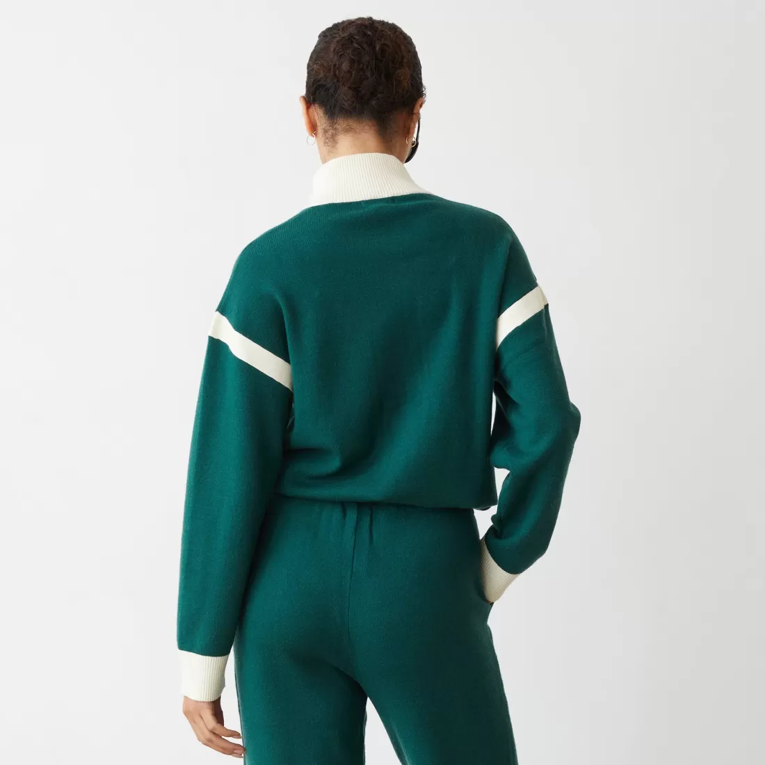 MONROW Soft Knit*Soft Knit Color Block Jacket EVERGREEN