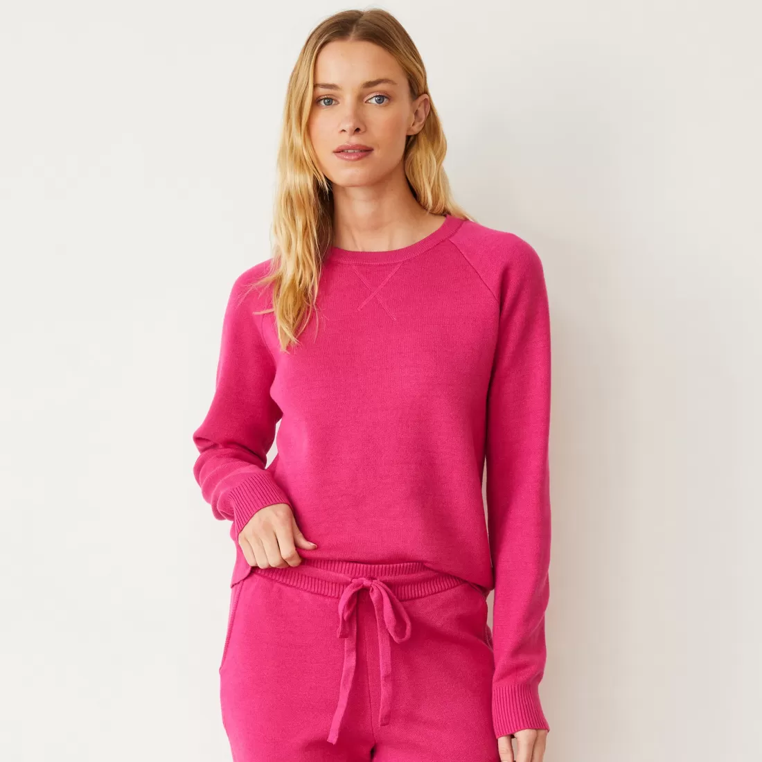 MONROW Soft Knit | Sweatshirts*Soft Knit Raglan Sweater FUCHSIA