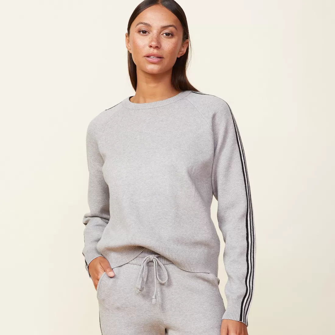 MONROW Soft Knit | Sweatshirts*Soft Knit Track Raglan Sweater HEATHERGREY