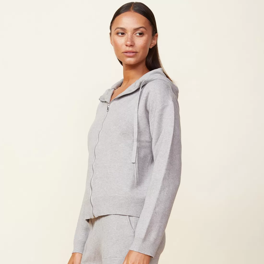 MONROW Soft Knit | Zip-Up Hoodies*Soft Knit Zip Up Hoody HEATHERGREY