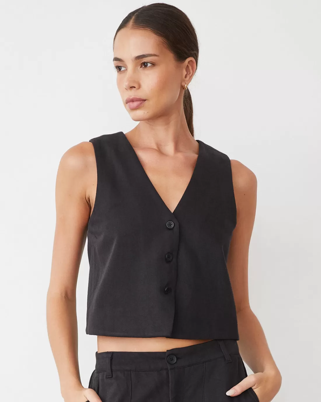 MONROW Sets | Tanks*Soft Twill Relaxed Vest FADEDBLACK