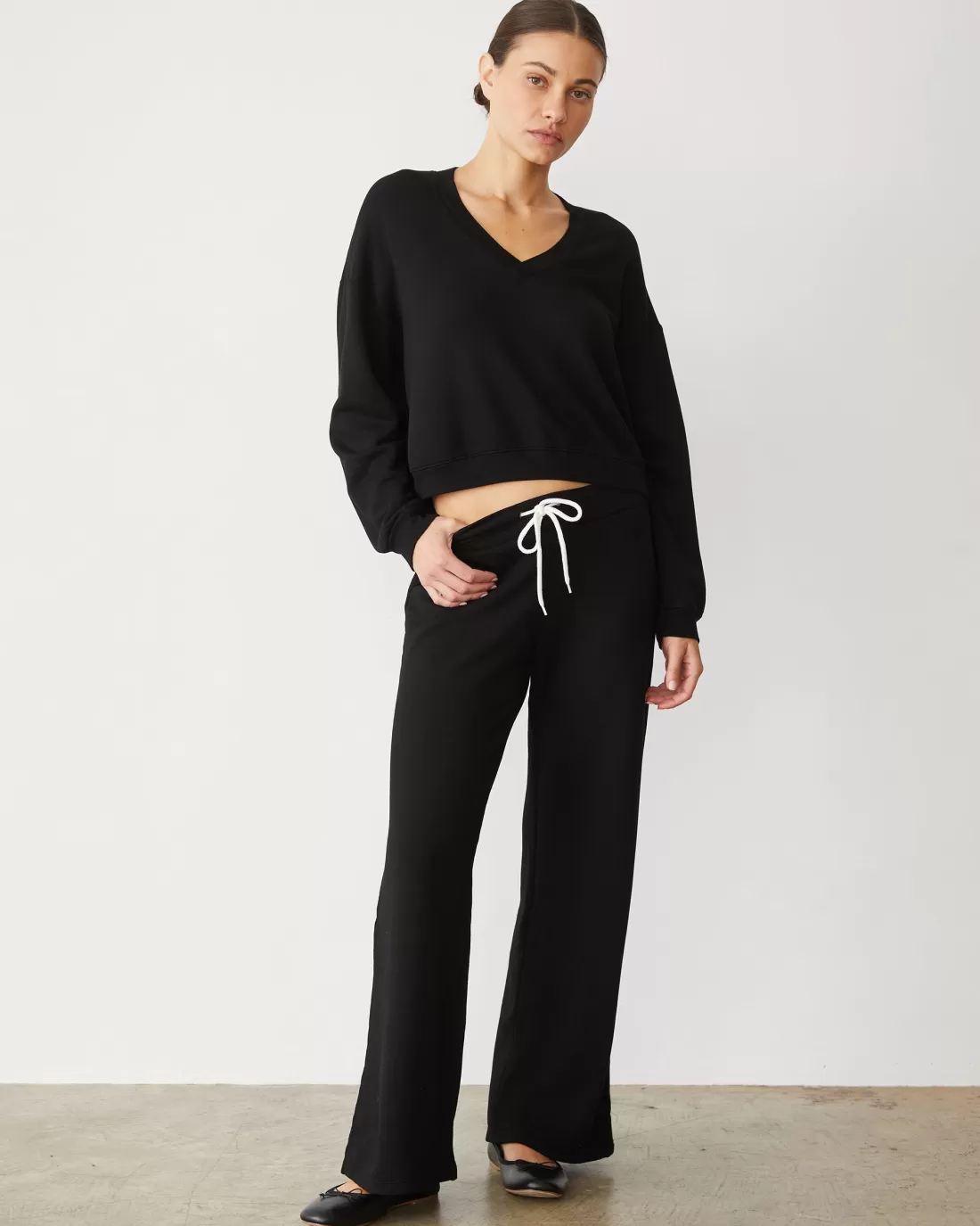 MONROW Softfleece | Sweats*Softfleece Straight Leg Vintage Sweat BLACK