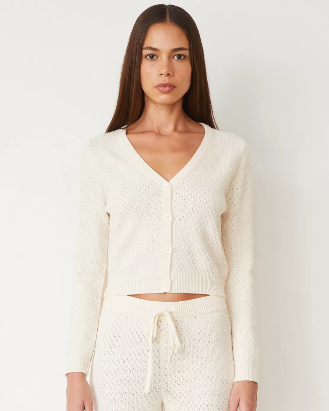 MONROW Soft Knit | Sets*Softknit French Waffle Cardigan IVORY