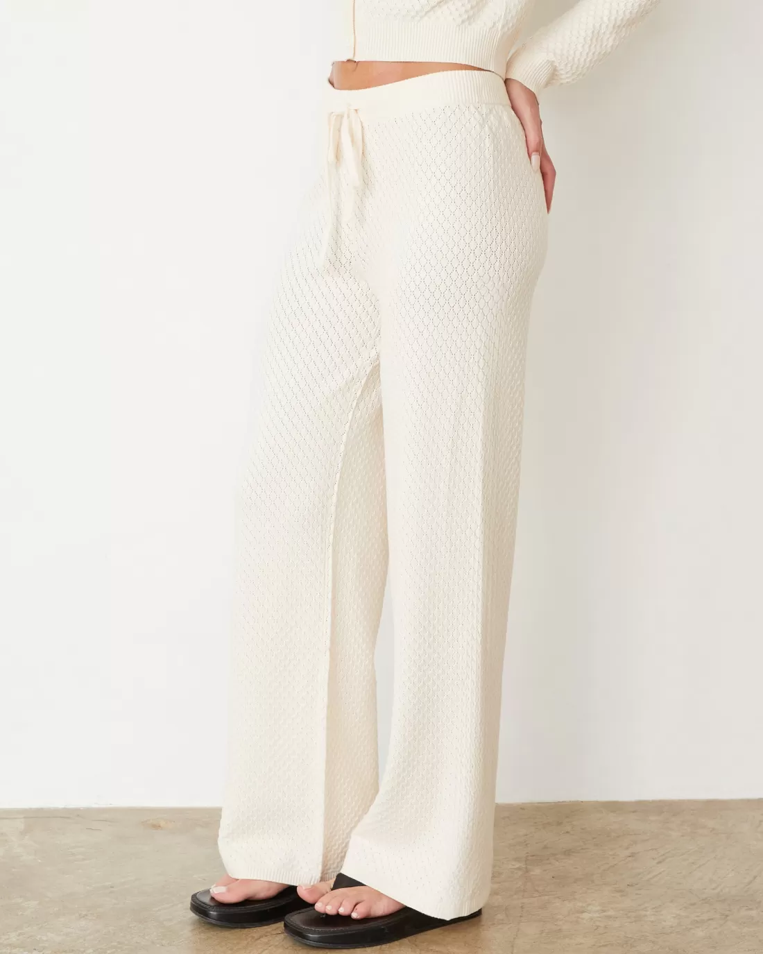 MONROW Soft Knit | Sets*Softknit French Waffle Lounge Pant IVORY