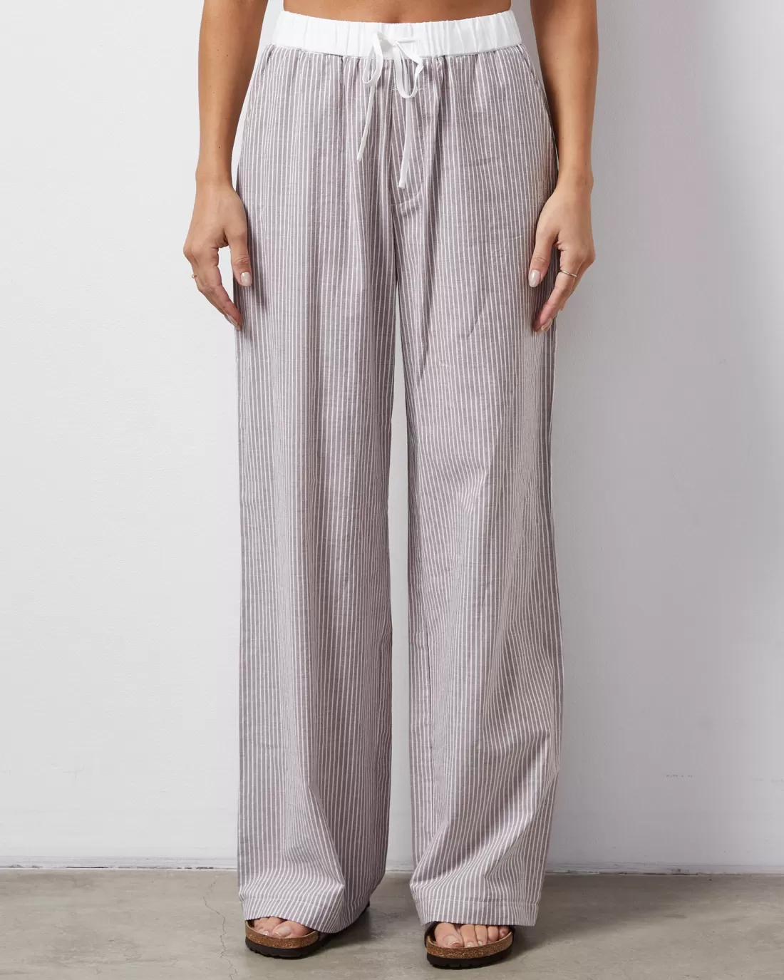 MONROW Poplin | Pants*Stripe Poplin Pant PECANSTRIPE