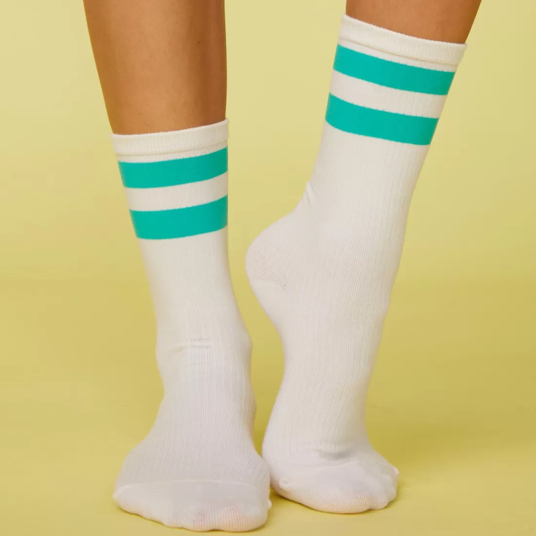 MONROW Socks | Accessories*Stripe Socks BONE/PEACOCKGREEN