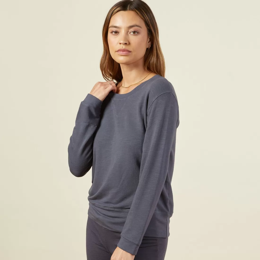 MONROW Supersoft | Sets*Supersoft Crew Neck Sweater - Vintage Black VINTAGEBLACK