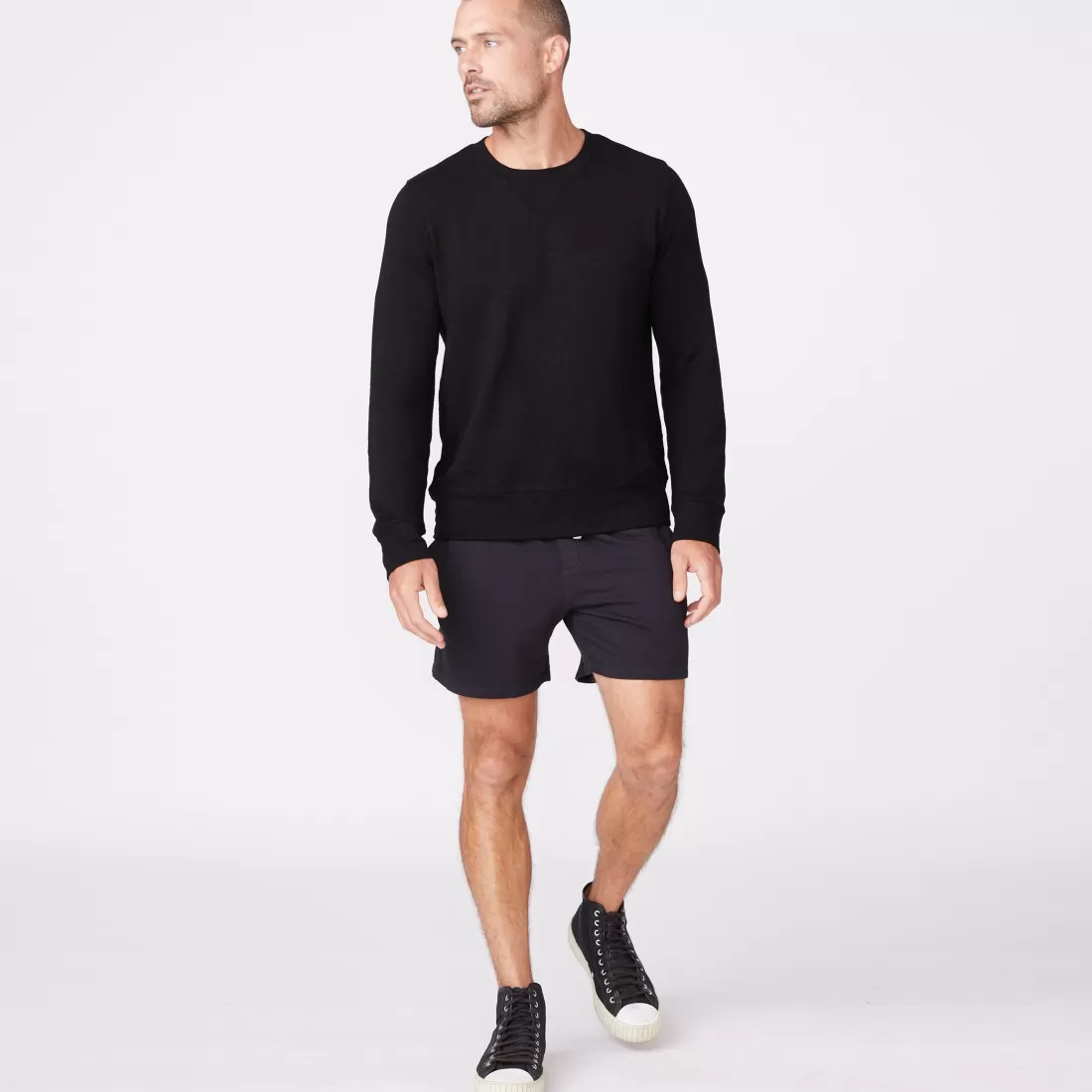 MONROW Mens Classics | Men's Classics*Supersoft Crew Neck Sweatshirt BLACK