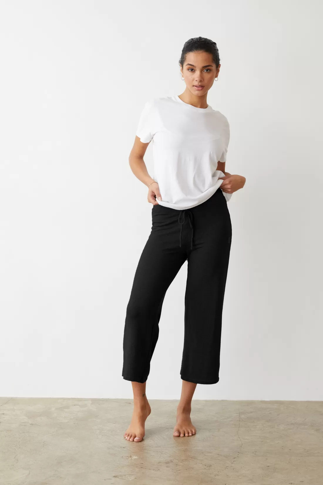 MONROW Supersoft | Sweats*Supersoft Crop Lounge Pant BLACK