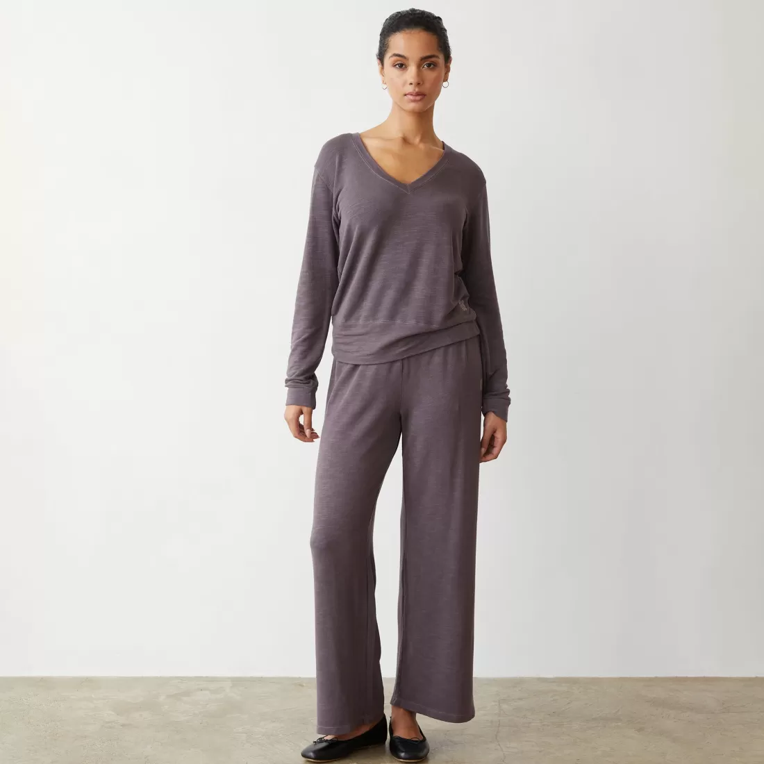MONROW Supersoft | Sweats*Supersoft Crop Straight Leg Sweat DUSTYPLUM