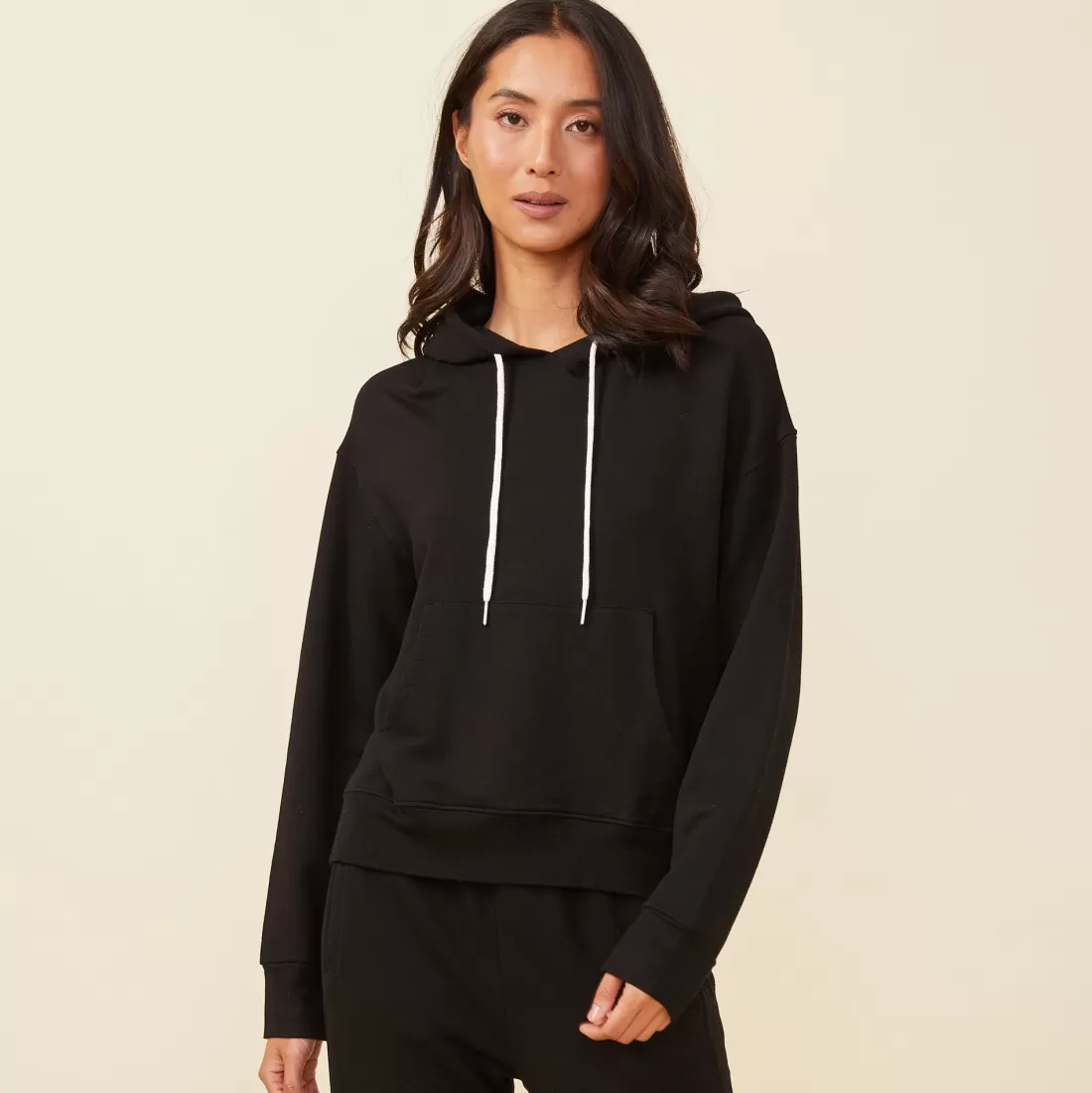 MONROW Hoodies | Sweaters*Supersoft Fleece Drawcord Hoody BLACK