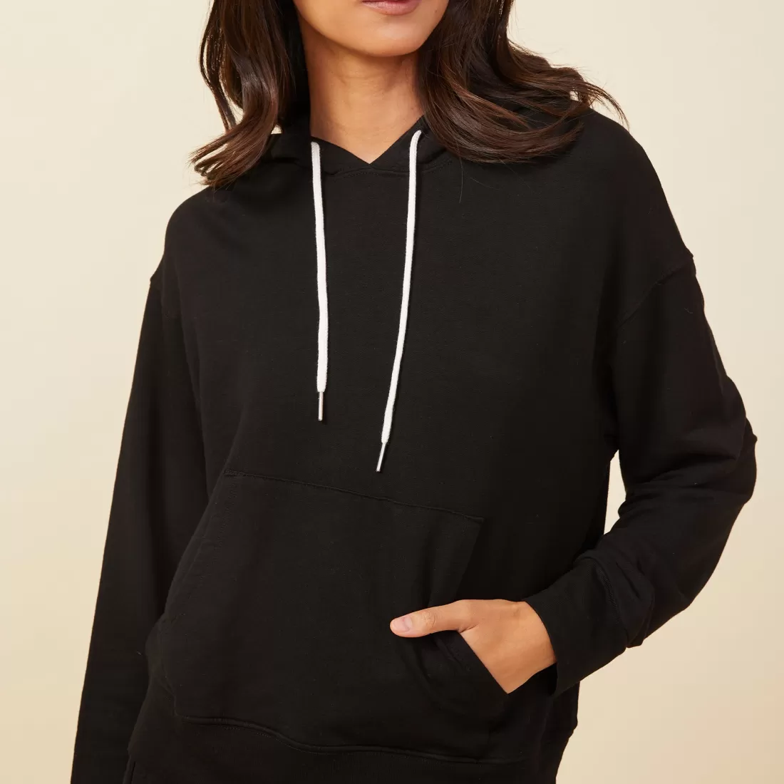 MONROW Hoodies | Sweaters*Supersoft Fleece Drawcord Hoody BLACK