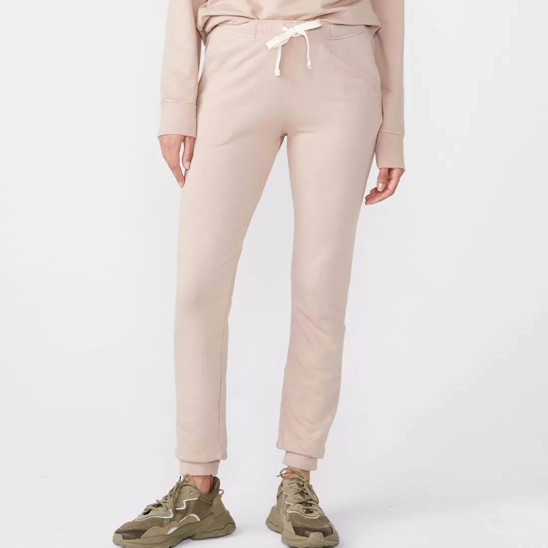 MONROW Sweats*Supersoft Fleece Girlfriend Sweats TAUPE