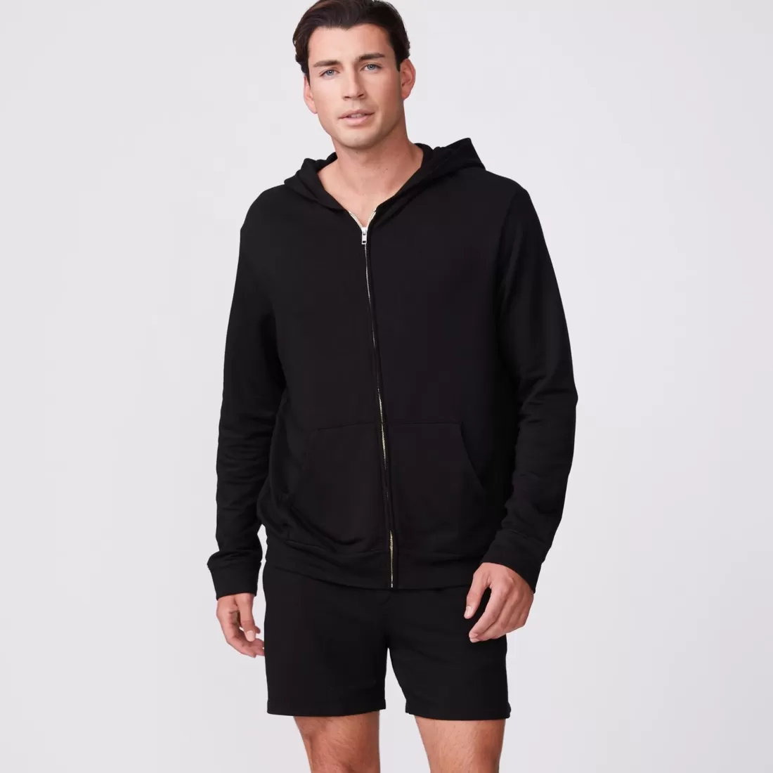 MONROW Mens Sale | Men's Sale*Supersoft Fleece Zip Up Hoody BLACK