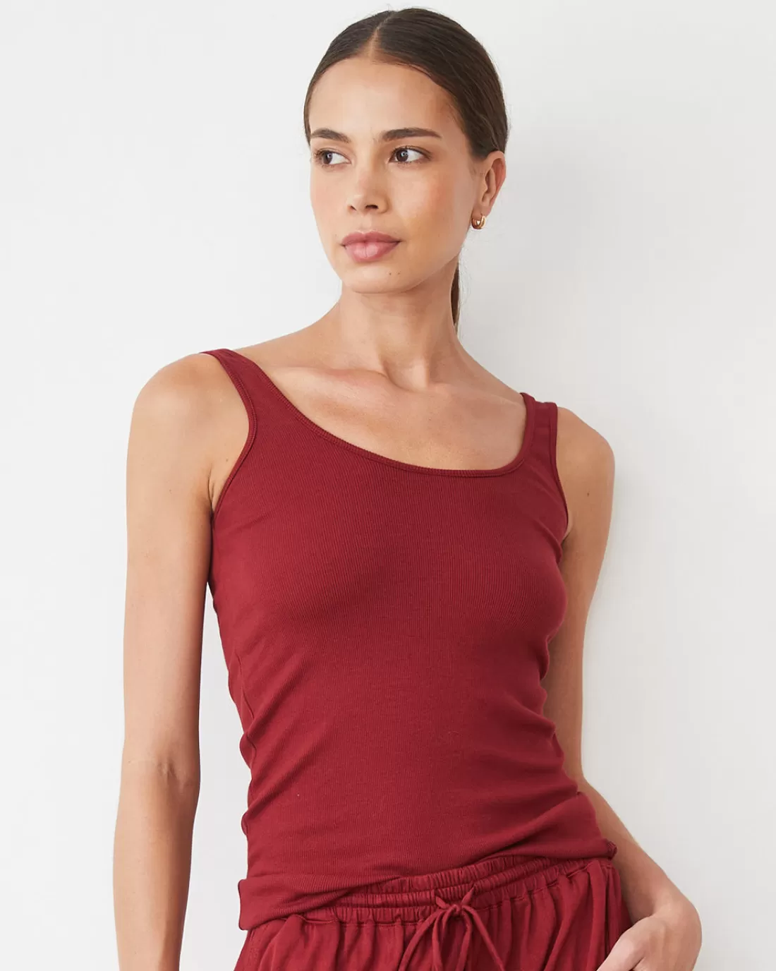 MONROW Sets | Tanks*Supimaluxe Rib Scoop Neck Tank RUBY