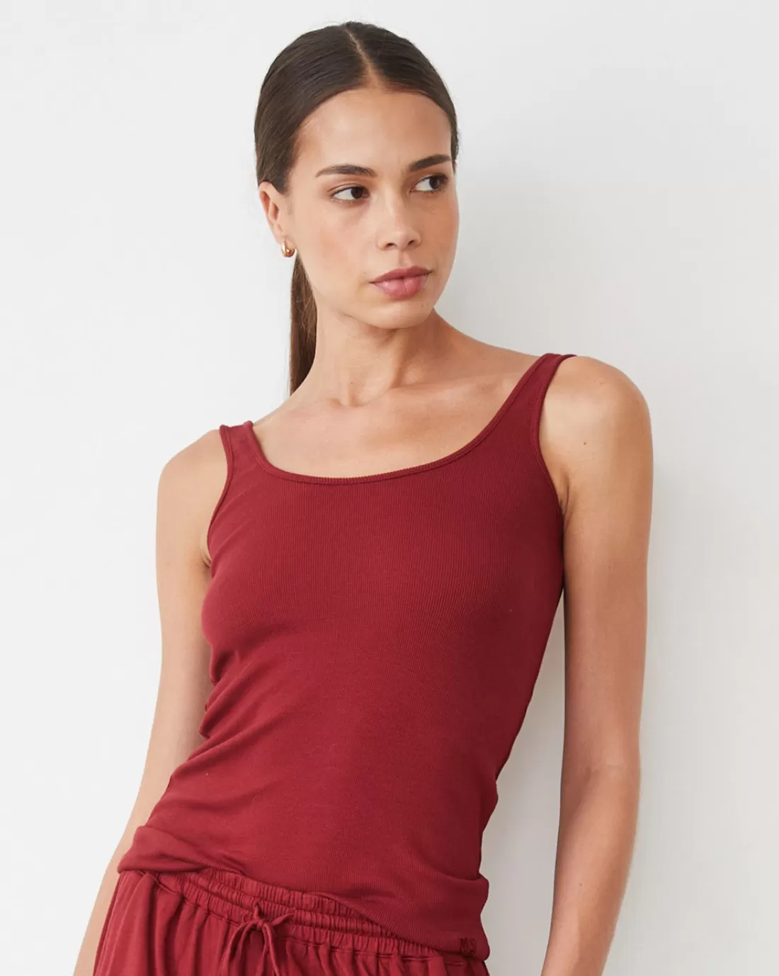 MONROW Sets | Tanks*Supimaluxe Rib Scoop Neck Tank RUBY