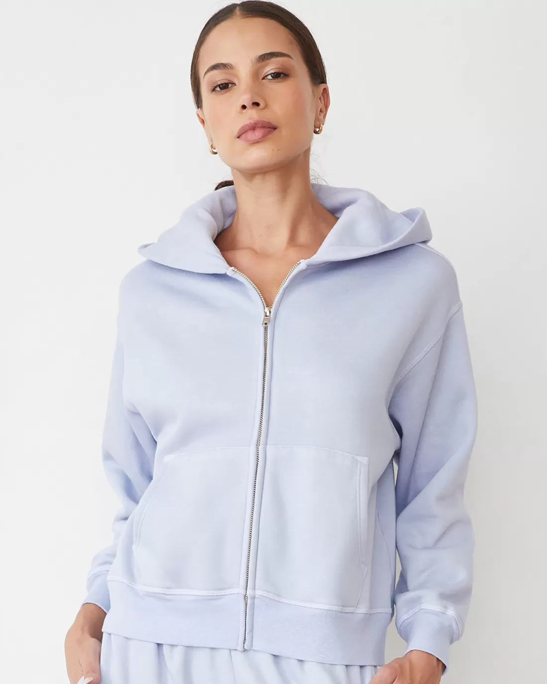 MONROW Sets | Zip-Up Hoodies*Teddy Fleece Relaxed Zip Up Hoody ICEYLILAC