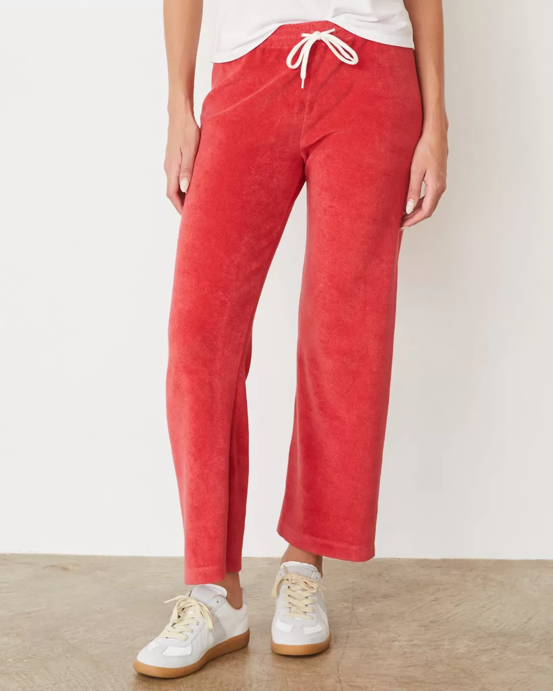 MONROW Terry | Pants*Terry Cloth Crop Pant CHERRY