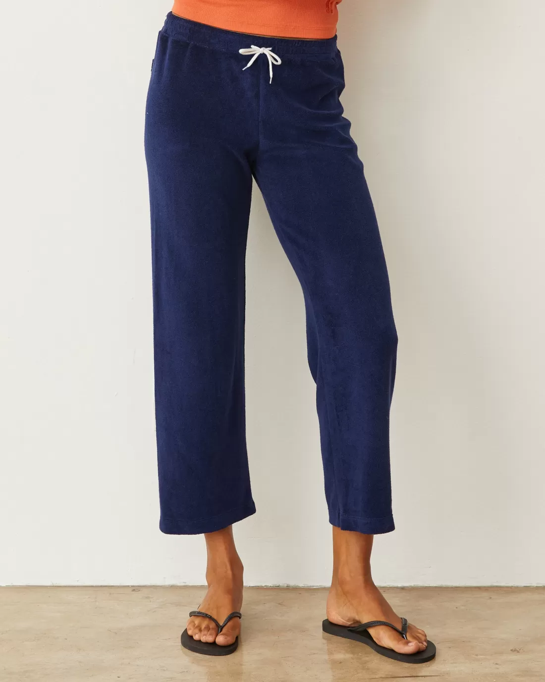 MONROW Terry | Pants*Terry Cloth Crop Pant NAVY