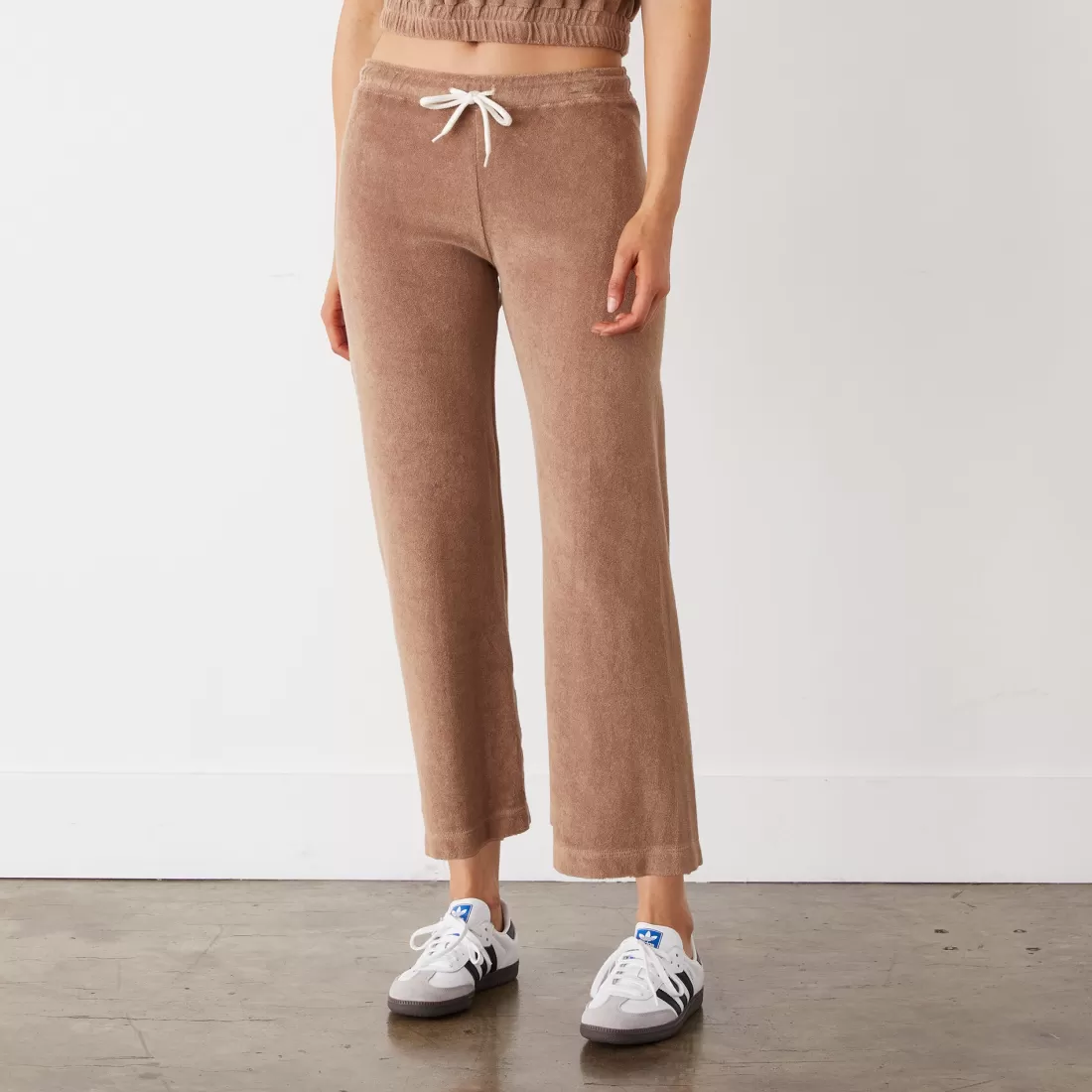 MONROW Terry | Pants*Terry Cloth Crop Pant PECAN