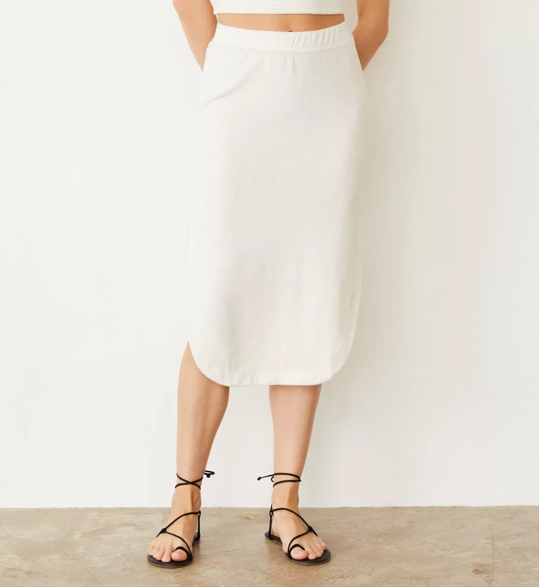 MONROW Terry | Skirts*Terry Cloth Midi Skirt PEARL