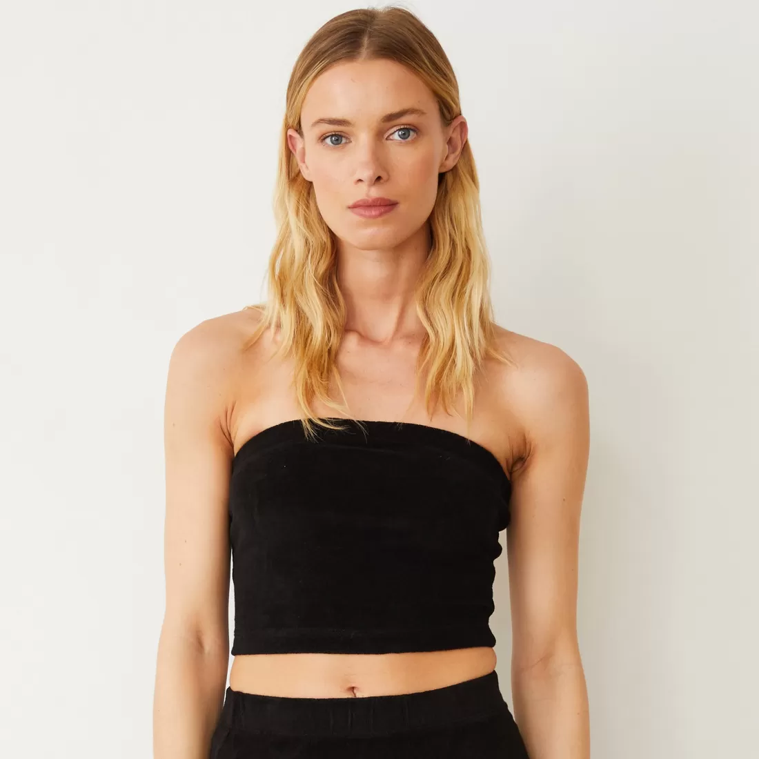 MONROW Terry | Tanks*Terry Cloth Tube Top BLACK