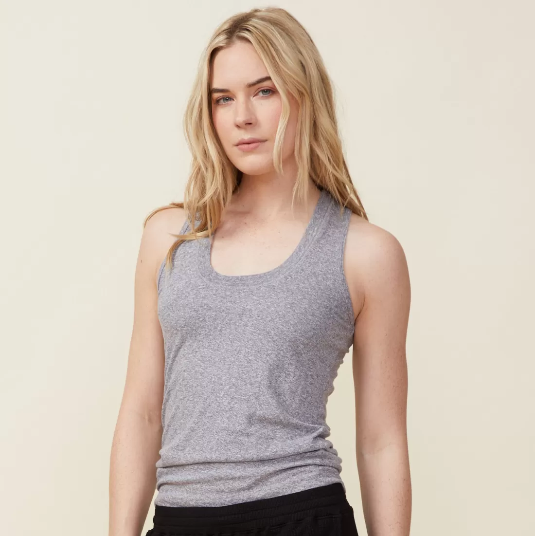 MONROW Tanks*Textured Tri Blend Narrow Tank - Color GRANITE