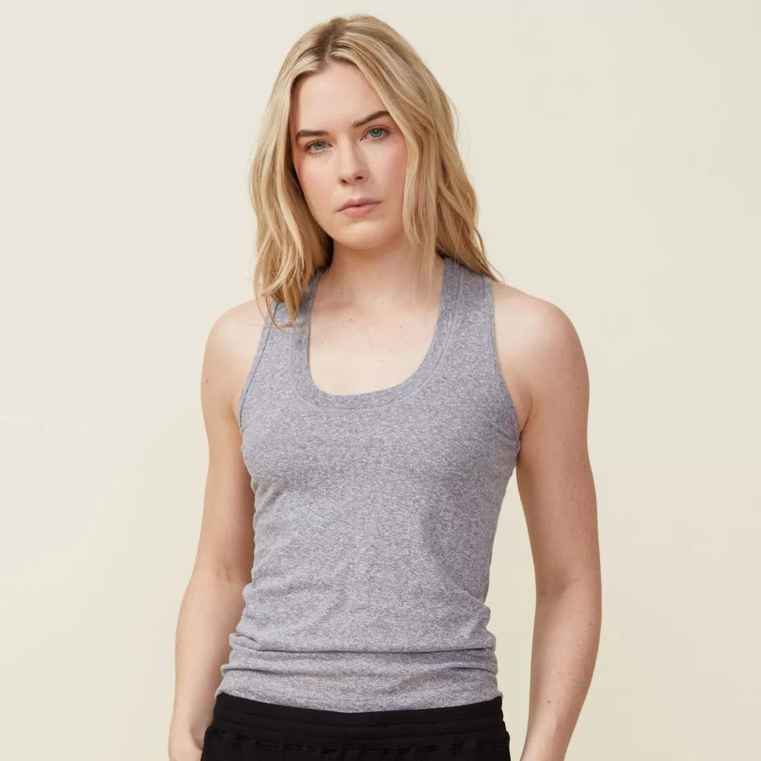 MONROW Tanks*Textured Tri Blend Narrow Tank - Color GRANITE
