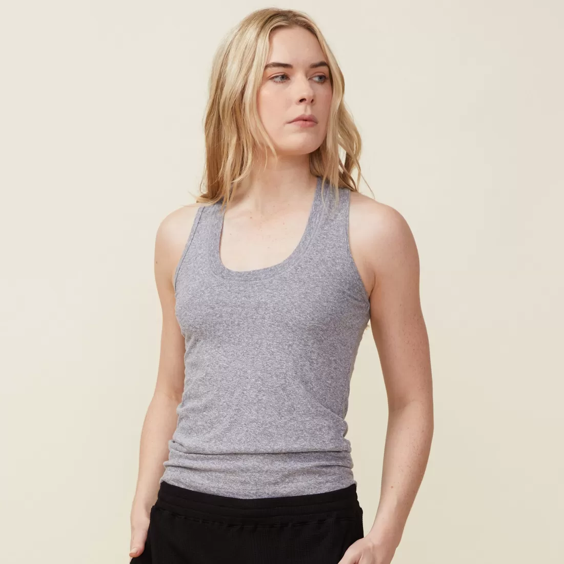 MONROW Tanks*Textured Tri Blend Narrow Tank - Color GRANITE