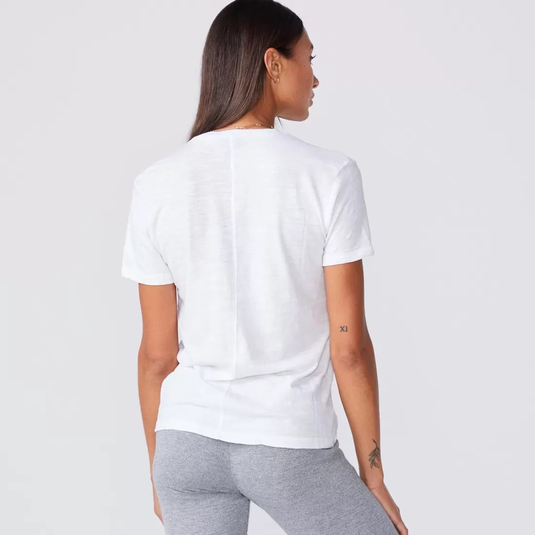 MONROW Tees*Textured Tri-blend Relaxed V Neck Tee - Color WHITE
