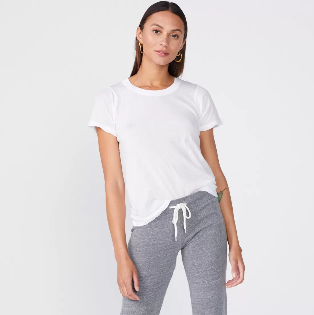 MONROW Tees*Tissue Fitted Crew Neck Tee - Color WHITE