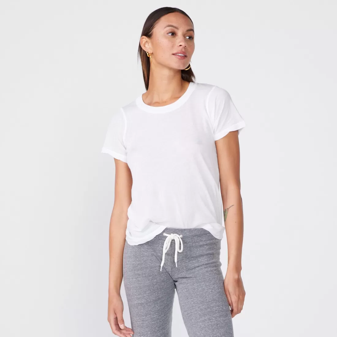 MONROW Tees*Tissue Fitted Crew Neck Tee - Color WHITE
