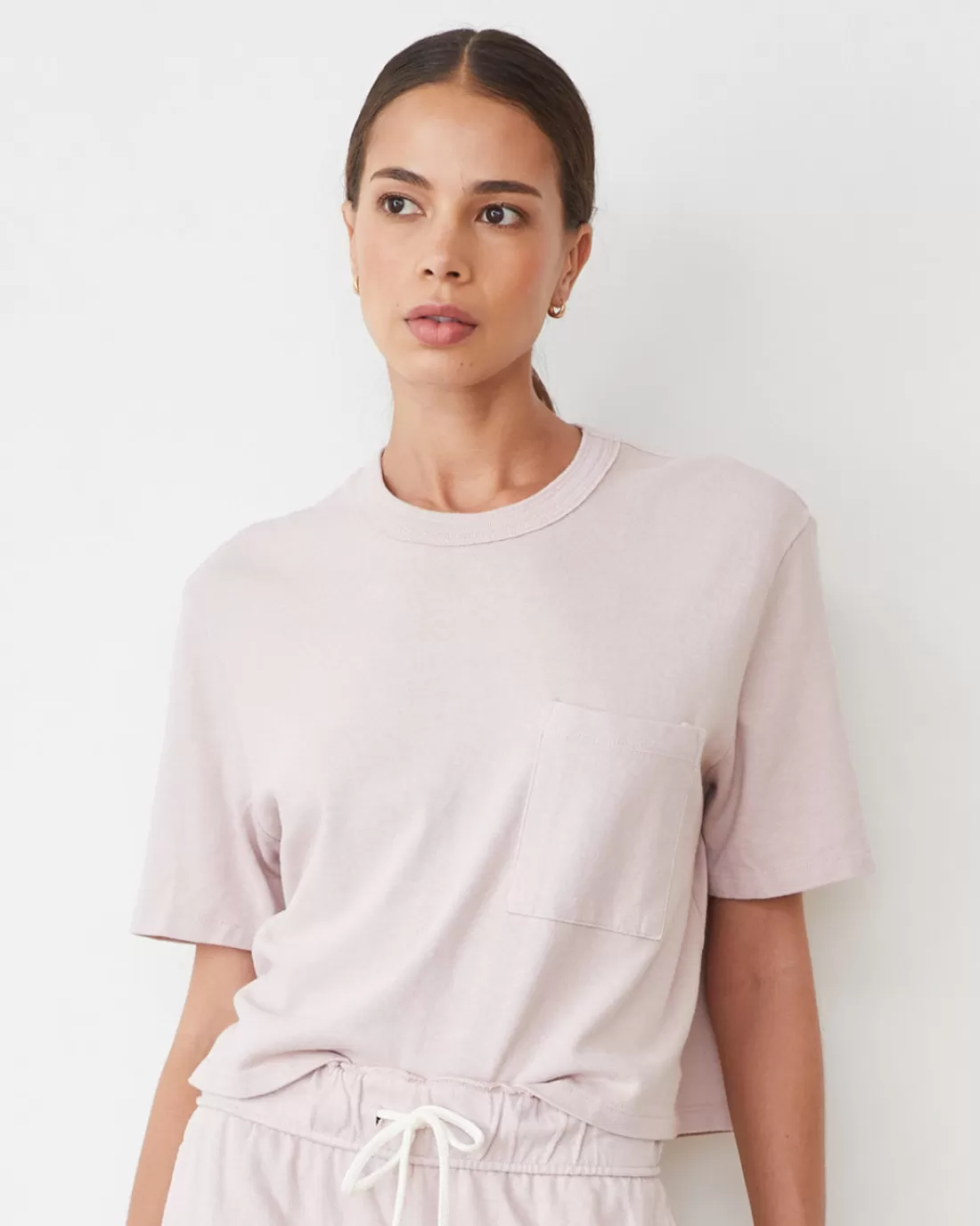 MONROW Tees*Vintage Fleece Pocket Crew CHALKPINK